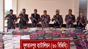 আখাউড়ায় ৯৫৩ পিস ভারতীয় শাড়ি জব্দ